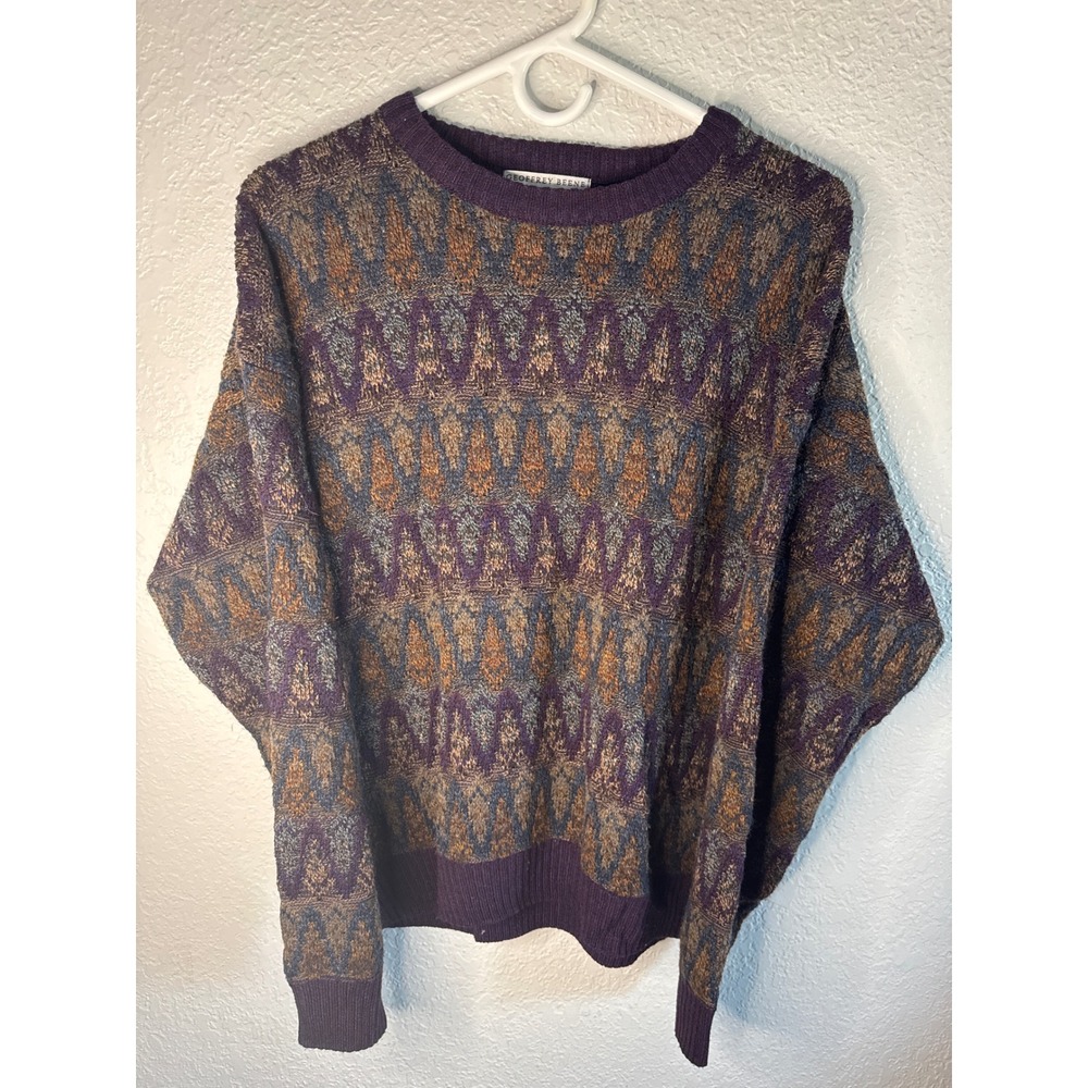 Vintage Geoffrey Beene Crewneck Sweater Mens M Multi-color Excellent